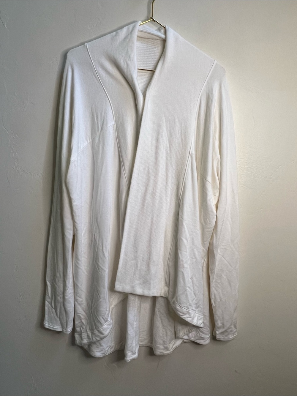 Athleta Ivory Ribbed Open Cardigan